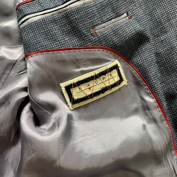 Haupt Mens Blazer 2-Button Gray Checkered Pattern Size 52 - Picture 11 of 14